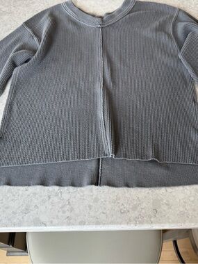 aerie Heather Gray Ribbed Crew Pullover